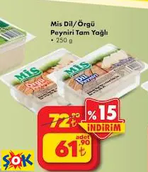 MİS DİL/ÖRGÜ PEYNİRİ TAM YAĞLI 250 G